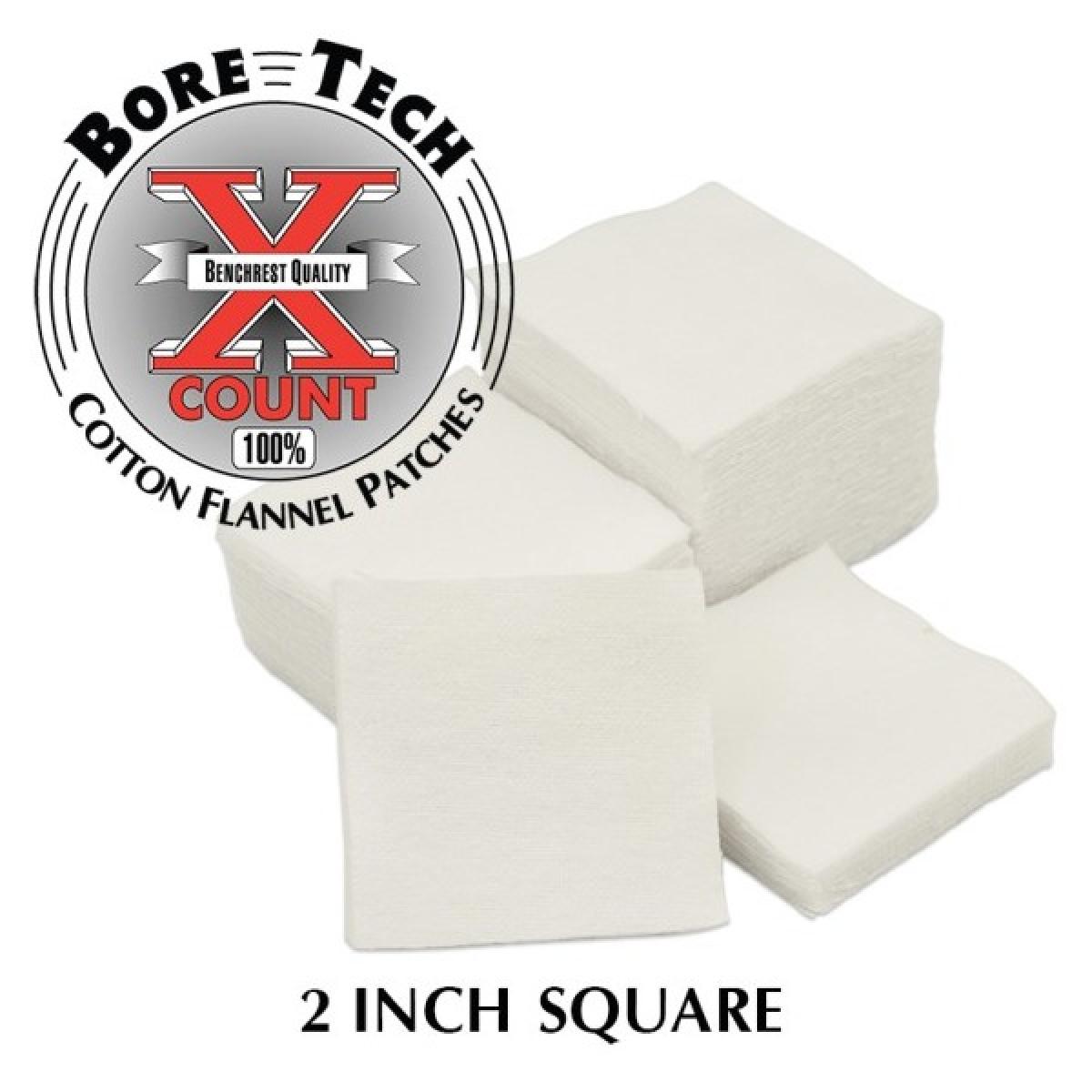 Bore Tech Cotton Flannel Gun Cleaning Square Patches 2" 1.000Stück