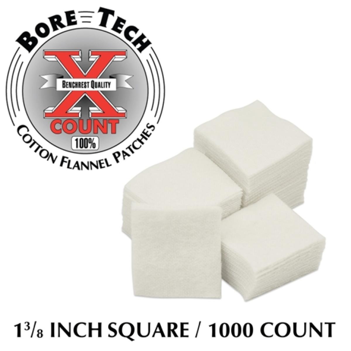 Bore Tech Cotton Flannel Gun Cleaning Square Patches 1 3/8" 1.000Stück