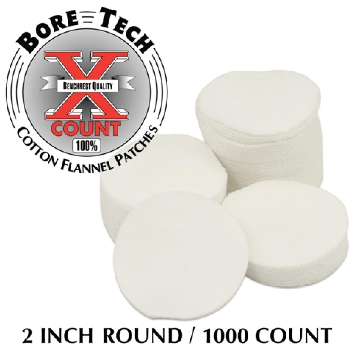 Bore Tech Cotton Flannel Gun Cleaning Round Patches 2" 1.000Stück