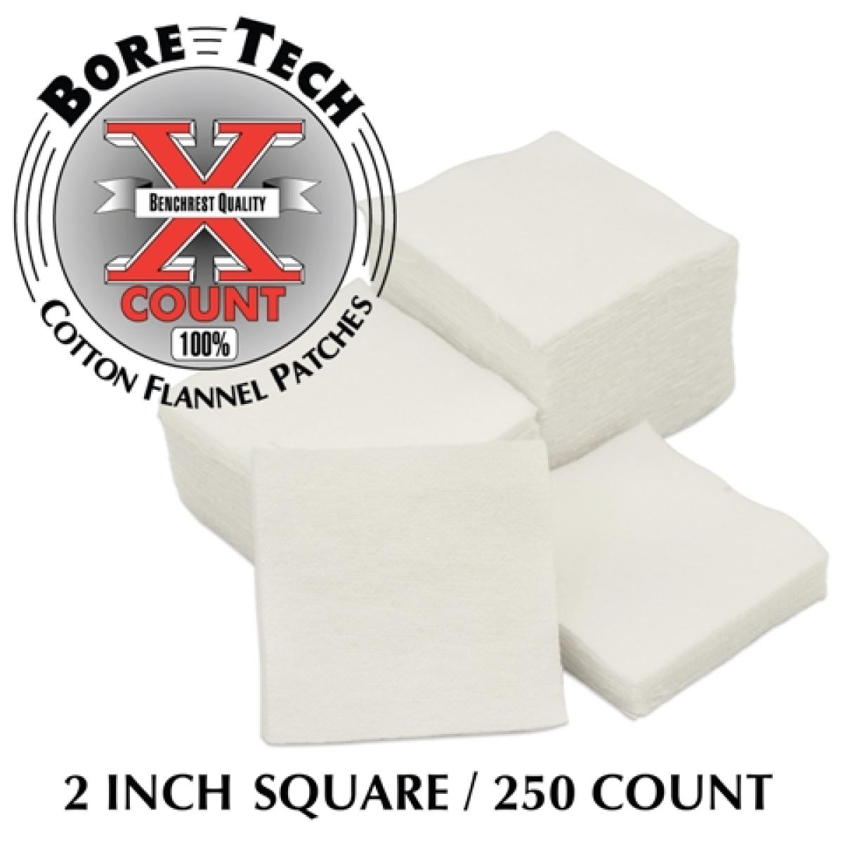 Bore Tech Cotton Flannel Gun Cleaning Square Patches 2" 250Stück