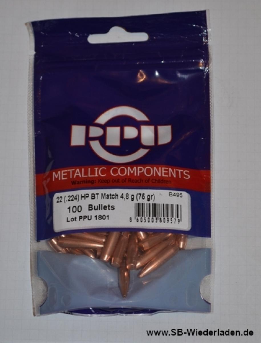 PPU .22 .224" 75Grain HPBT Match #B495