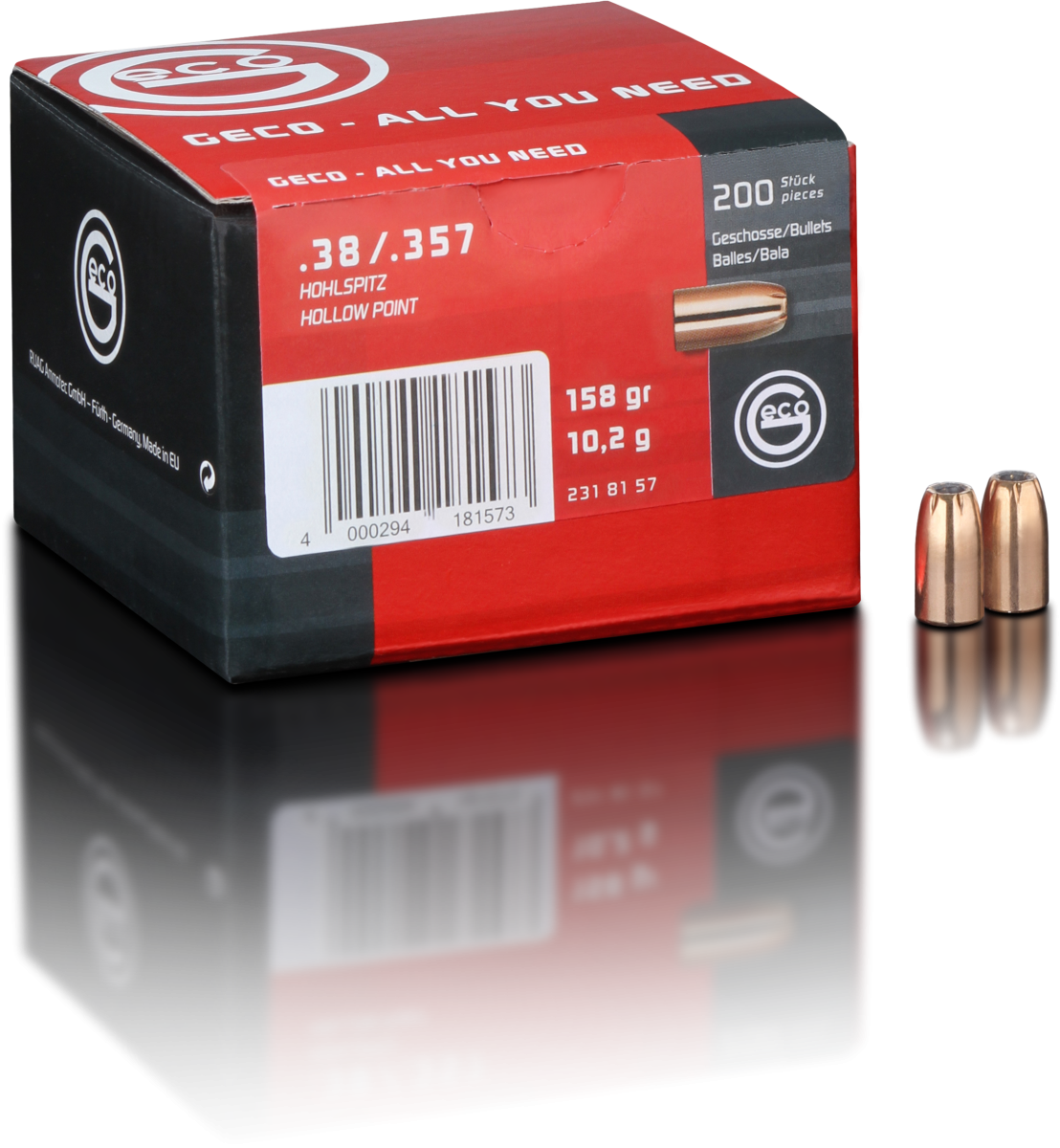 Geco .38/.357 .357" 158Grain HP