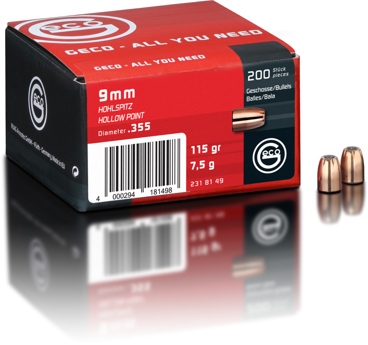Geco 9mm .355" 115Grain HP