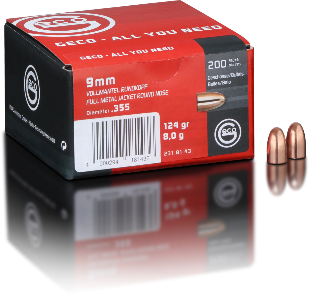 Geco 9mm .355" 124Grain RN