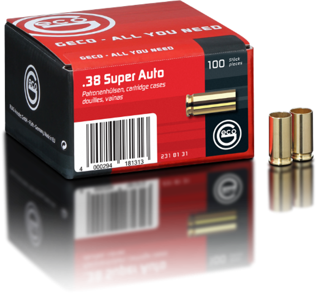 Geco Hülsen .38 Super Auto 100Stück
